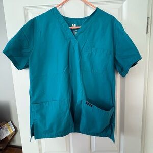 Teal V-Neck Scrub Top and bottom